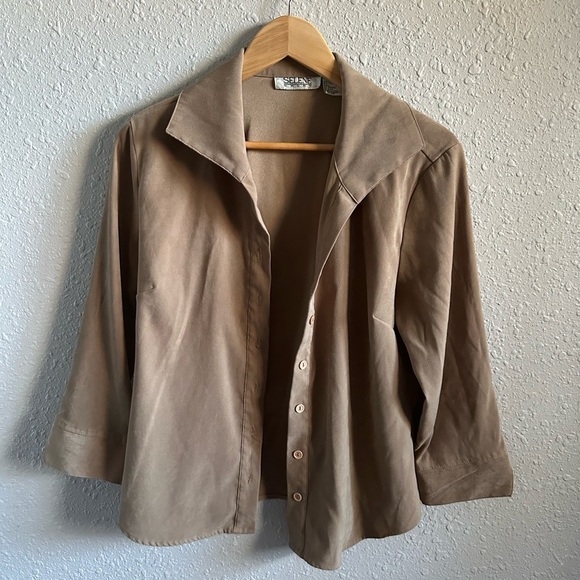 Selene sport Tan suede top size M - Picture 1 of 4